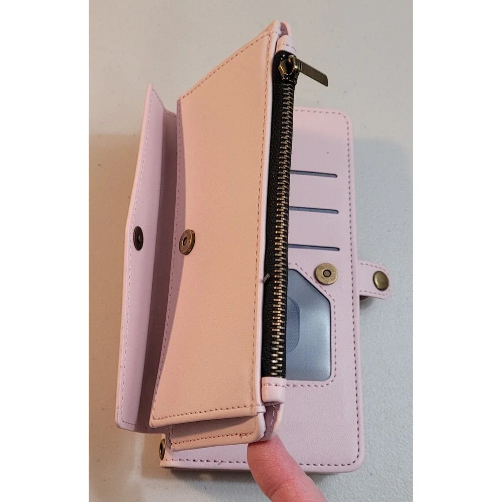 Unbranded Pink Wallet Phone Case Folio Womens One Size Light Pink Excellent Snap